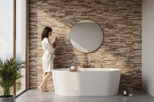 Załaduj obraz do przeglądarki galerii, imozaiki.pl mosaic stone tiles in brown and beige marble pattern with irregular shapes.