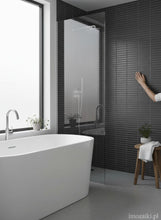 Załaduj obraz do przeglądarki galerii, imozaiki.pl matte black ceramic mosaic tile with a linear design