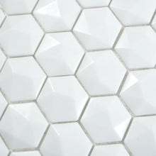 Załaduj obraz do przeglądarki galerii, Mozaika szklana kolor biały mat hexagon T 500