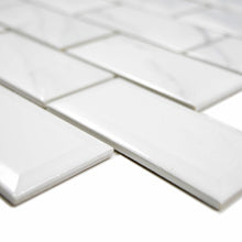 Załaduj obraz do przeglądarki galerii, Mozaika ceramiczna kolor biały calacatta połysk T 28

