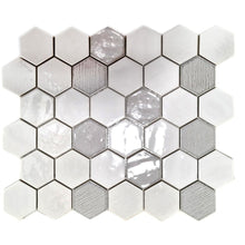 Załaduj obraz do przeglądarki galerii, Mozaika ceramiczna kolor biały połysk hexagon T 21