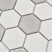 Załaduj obraz do przeglądarki galerii, Mozaika ceramiczna kolor biały połysk hexagon T 21