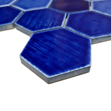 Załaduj obraz do przeglądarki galerii, Mozaika ceramiczna kolor niebieski połysk hexagon T 149