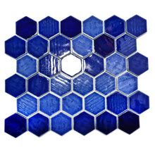 Załaduj obraz do przeglądarki galerii, Mozaika ceramiczna kolor niebieski połysk hexagon T 149