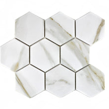 Załaduj obraz do przeglądarki galerii, Mozaika ceramiczna kolor biały mat hexagon T3
