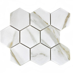 Mozaika ceramiczna kolor biały mat hexagon T3