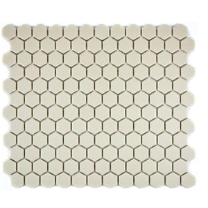 Mozaika ceramiczna kolor biały - beż mat hexagon T1