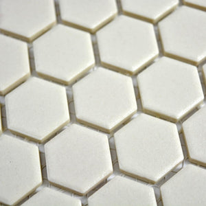 Mozaika ceramiczna kolor biały - beż mat hexagon T1