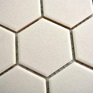 Mozaika ceramiczna kolor biały - ciemny beż mat hexagon T3