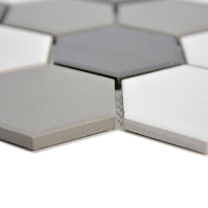 Mozaika ceramiczna kolor mix szary czarny biały mat hexagon