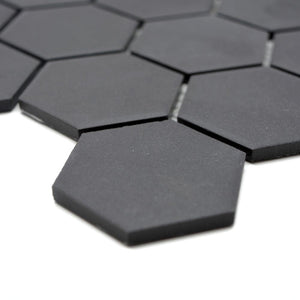 Mozaika ceramiczna kolor czarny mat hexagon duży