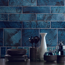 Załaduj obraz do przeglądarki galerii, Kolor ciemny zielony granatowy Jap1 mozaika ceramiczna