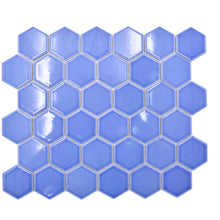 Załaduj obraz do przeglądarki galerii, Mozaika ceramiczna kolor jasny niebieski połysk hexagon T 98