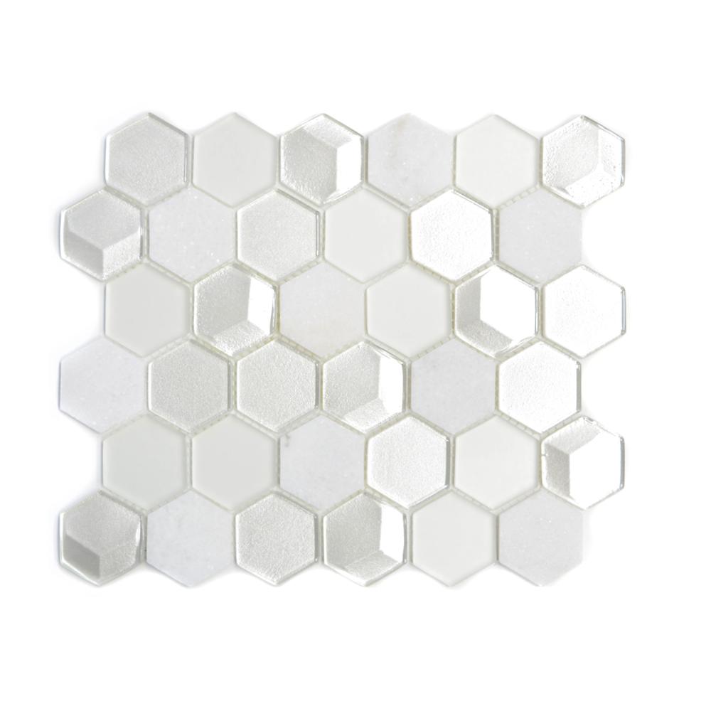 Mozaika mix kolor mix biały mat hexagon T 426