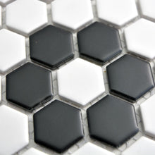 Załaduj obraz do przeglądarki galerii, Mozaika ceramiczna kolor biały czarny mat hexagon T 32