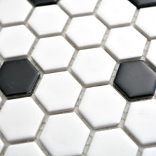 Załaduj obraz do przeglądarki galerii, Mozaika ceramiczna kolor biały czarny mat hexagon T 33
