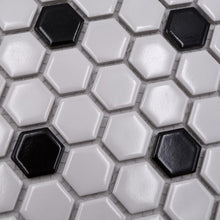 Załaduj obraz do przeglądarki galerii, Mozaika ceramiczna kolor biały czarny połysk hexagon T 36