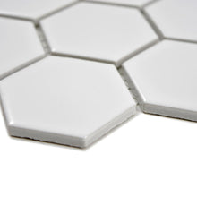 Załaduj obraz do przeglądarki galerii, Mozaika ceramiczna kolor biały połysk hexagon T 23