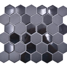 Załaduj obraz do przeglądarki galerii, Mozaika ceramiczna kolor czarny mat hexagon T 61