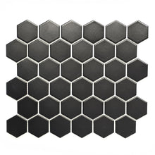 Załaduj obraz do przeglądarki galerii, Mozaika ceramiczna kolor czarny mat hexagon T 62
