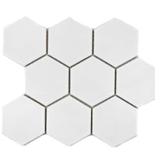 Załaduj obraz do przeglądarki galerii, Mozaika ceramiczna kolor biały połysk hexagon T 24
