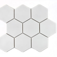 Załaduj obraz do przeglądarki galerii, Mozaika ceramiczna kolor biały mat hexagon T6