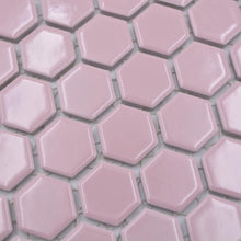 Załaduj obraz do przeglądarki galerii, Mozaika ceramiczna kolor ciemny różowy połysk hexagon T 46
