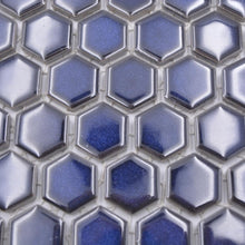 Załaduj obraz do przeglądarki galerii, Mozaika ceramiczna kolor niebieski błakitny kobaltowy połysk hexagon T 154