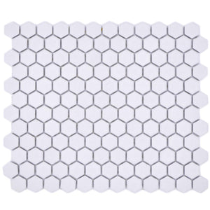 Mozaika ceramiczna kolor biały mat hexagon T7