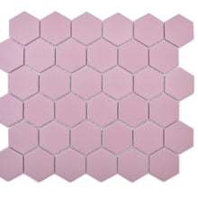 Załaduj obraz do przeglądarki galerii, Mozaika ceramiczna kolor ciemny różowy mat hexagon T 44