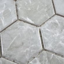 Załaduj obraz do przeglądarki galerii, Mozaika ceramiczna kolor szary połysk hexagon T 175