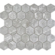 Załaduj obraz do przeglądarki galerii, Mozaika ceramiczna kolor szary połysk hexagon T 175