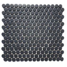 Załaduj obraz do przeglądarki galerii, Mozaika ceramiczna, penny , guzik, kolor czarna, mat, kółka