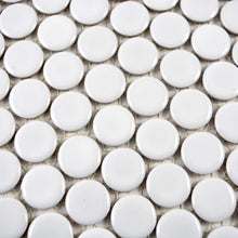 Załaduj obraz do przeglądarki galerii, Mozaika ceramiczna, penny, guzik, kółka, biała, połysk