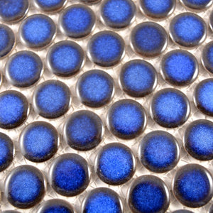 Mozaika ceramiczna granatowa : guzik, penny, kółka, połysk