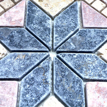 Załaduj obraz do przeglądarki galerii, Mozaika kamienna - trawertyn kolor mix beżowy czerwony czarny mat T 319