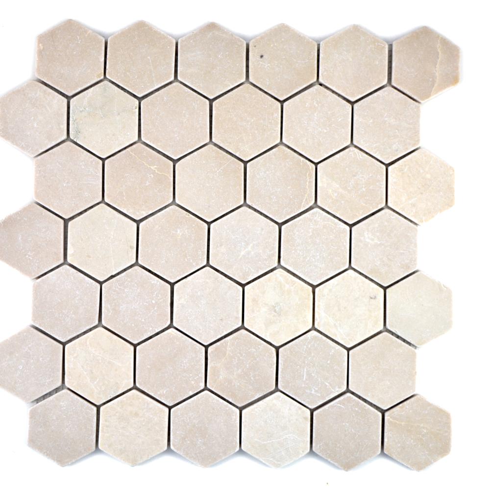 Mozaika kamienna - marmur kolor beżowy mat hexagon T 230
