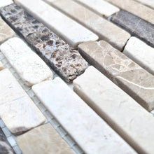 Załaduj obraz do przeglądarki galerii, Mozaika kamienna - marmur kolor brązowy beżowy mat T 225
