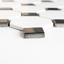 Załaduj obraz do przeglądarki galerii, Mozaika ceramiczna kolor biały czarny mat octagon T 34