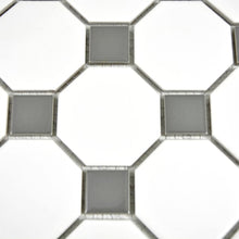 Załaduj obraz do przeglądarki galerii, Mozaika ceramiczna kolor mix biały metal mat octagon T 110