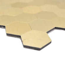 Załaduj obraz do przeglądarki galerii, Samoprzylepna mozaika mix - aluminium / kolor złoty hexagon T 477