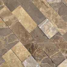 Załaduj obraz do przeglądarki galerii, Samoprzylepna mozaika kamienna - marmur kolor brąz mat/połysk T 253