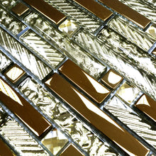 Załaduj obraz do przeglądarki galerii, Mozaika szklana mix złoty połysk T 645