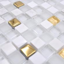 Załaduj obraz do przeglądarki galerii, Mozaika mix kolor mix biały złoty połysk T 432