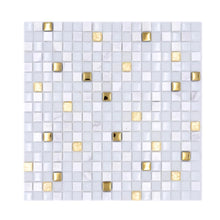 Załaduj obraz do przeglądarki galerii, Mozaika mix kolor mix biały złoty połysk T 432
