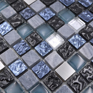 Mozaika mix/mozaika - stal nierdzewna kolor mix niebieski szary połysk T 495