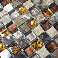 Załaduj obraz do przeglądarki galerii, Mozaika mix kolor brązowy beżowy połysk T 410