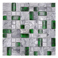 Załaduj obraz do przeglądarki galerii, Mozaika mix kolor szaro - zielony połysk
