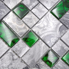Załaduj obraz do przeglądarki galerii, Mozaika mix kolor szaro - zielony połysk
