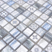 Załaduj obraz do przeglądarki galerii, Mozaika szklana kolor jasny szary niebieski mat T 585